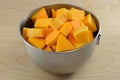 Raw uncooked butternut squash cubes Royalty Free Stock Photo