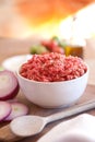 Raw, uncooked, ground beef Royalty Free Stock Photo