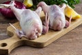 Raw uncooked quail meat