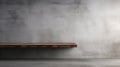 Raw And Unpolished Concrete Wall With Wooden Table And Bookshelf