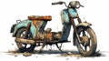 Raw And Unpolished: A Post-apocalyptic Motorcycle Illustration Royalty Free Stock Photo