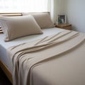 Raw And Unpolished White Bed Set With Tan Cover