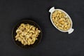 Raw unsalted cashew on grey stone Royalty Free Stock Photo