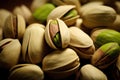 Raw unsalted pistachios nuts, top view