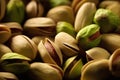 Raw unsalted pistachios nuts, top view