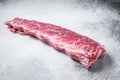 Raw veal calf short spare rib meat. White background. Top view Royalty Free Stock Photo