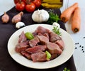 Raw veal in pieces for beef stew Royalty Free Stock Photo