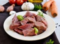 Raw veal in pieces for beef stew Royalty Free Stock Photo