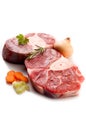 Raw veal shank with ingredients