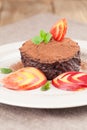 Raw vegan avocado chocolate mousse with nectarine