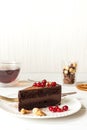 Raw vegan chocolate cake on light grey background Royalty Free Stock Photo