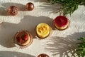 Raw vegan Christmas cookies on white background