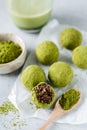 Raw vegan green tea matcha energy balls Royalty Free Stock Photo