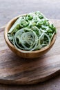 Raw vegan salad made of dehydrated onions and other vegetables