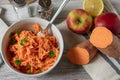 Raw vegetable fruit salad in a bowl