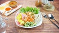 Raw vegetable salad or Asinan Betawi is a traditional food from Indonesia made of cabbage bean sprouts tofu cucumber carrot peanut Royalty Free Stock Photo
