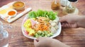 Raw vegetable salad or Asinan Betawi is a traditional food from Indonesia made of cabbage bean sprouts tofu cucumber carrot peanut Royalty Free Stock Photo