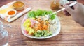 Raw vegetable salad or Asinan Betawi is a traditional food from Indonesia made of cabbage bean sprouts tofu cucumber carrot peanut Royalty Free Stock Photo