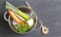 Raw vegetables pot and spoon love cooking