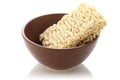 Raw wheat vermicelli in a clay bowl Royalty Free Stock Photo