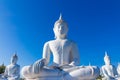 raw of white buddha status on blue sky background Royalty Free Stock Photo