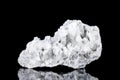 Raw white calcite mineral stone in front of black background