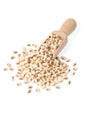 Raw white cowpea in the wooden shovel