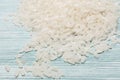 Raw white rice close-up, healthy eating concept, food background