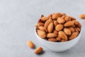 Raw whole almond in bowl