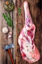 Raw whole leg of lamb with spices Royalty Free Stock Photo