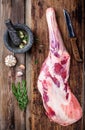 Raw whole leg of lamb with spices Royalty Free Stock Photo