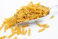 Raw whole wheat pasta on a white background Royalty Free Stock Photo