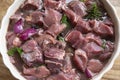 Raw wild boar meat