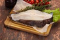 Raw wolffish steak Royalty Free Stock Photo