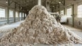 Raw Wool Piles in Processing Mill Industrial Textile Production Royalty Free Stock Photo