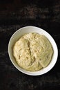 Raw yeast dough in a bowl. Royalty Free Stock Photo