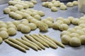 Raw yeast dough with flour