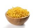 Raw yellow cavatappi pasta isolated on white background Royalty Free Stock Photo