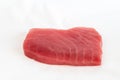 Raw yellow fin tuna Thunnus albacares fish steak on white background Royalty Free Stock Photo