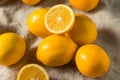 Raw Yellow Organic Meyer Lemons Royalty Free Stock Photo