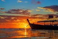 Rawai beach with andaman long tailed boat southern of thailand on clear sea water with sun shine in phuket