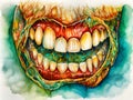 Ãârawing of the inside of a tooth a watercolor painting stunning design. AI generated