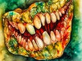 Ãârawing of the inside of a tooth a watercolor painting stunning design. AI generated