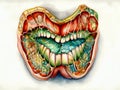 Ãârawing of the inside of a tooth a watercolor painting stunning design. AI generated