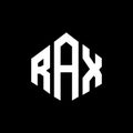 RAX letter logo design with polygon shape. RAX polygon and cube shape logo design. RAX hexagon vector logo template white and Royalty Free Stock Photo
