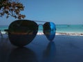 Ray-Ban sunglasses at beach in Andman nicobar islands Royalty Free Stock Photo