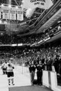 Ray Bourque raises a banner.