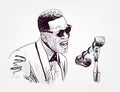 Ray charles vector sketch illustration portrait