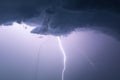 Ray. Lightning storm. Lightning bolt storm. Fork lightning striking. Lightning thunderstorm Royalty Free Stock Photo