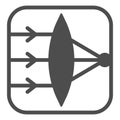Ray paths in convex lens solid icon, optical equipment concept. Vector graphics. Selective focus square sign on white